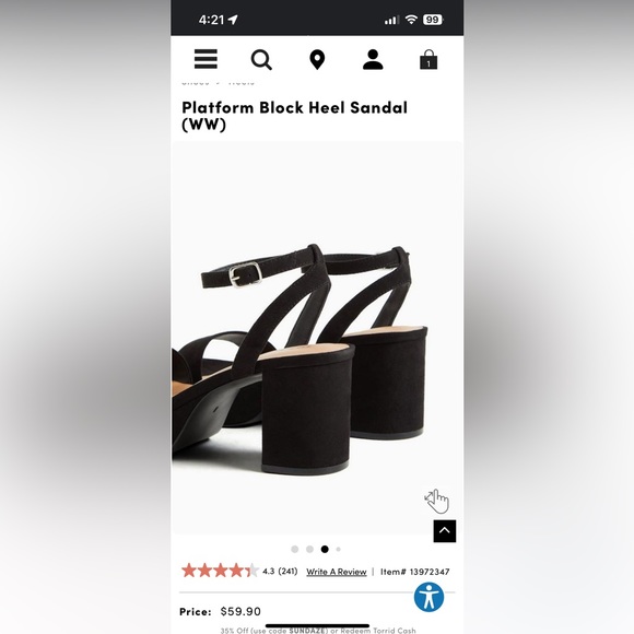 Torrid Platform Block Heel Sandal Black 9.5W - Picture 12 of 16
